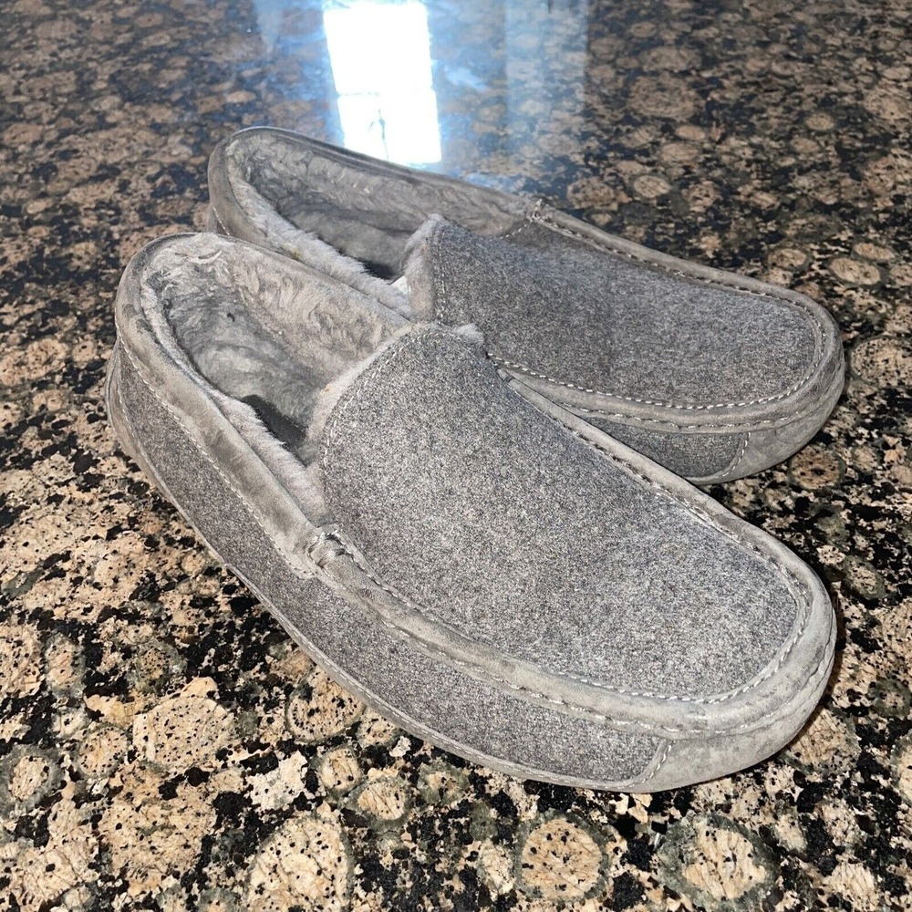 UGG ASCOT Wool Slippers Loafers Gray Size‎ 8 Excellent Model 3233